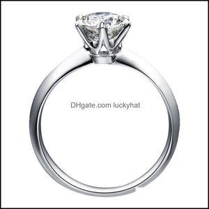 Pierścienie zespołowe sześć Claw Crown Ring 925 Sterling Sier Platinum Plated 12 Women Fashion Wedding 20220228 T2 Drop dostawa biżuteria Dhmhr