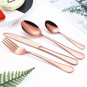 Conjuntos de utensílios de jantar 4pcs Conjunto de ouro rosa Fork para capa de capa de capa de capa de capa de capa de talheres de aço inoxidável de luxo de talheres de tabela de tabela