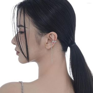Backs Earrings MLKENLY Korean Minority Design Handmade S925 Sterling Silver Chain Tassel Ear Clip Female Ins Style Long Texture