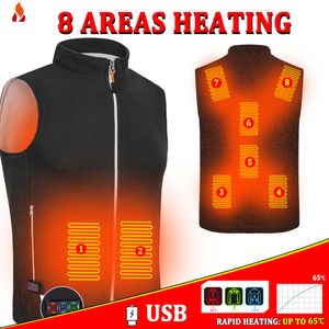 Men's Vests Heated vests Winter outdoor fishing USB Thermostatic 8 area heating vest washable vest sports mountaineering ski heated jacket 230111