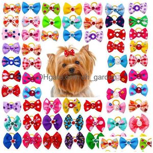 Dog Apparel Fashion Bows Diamond Dot Style Hair Accessories Small Cat Bow Tie Bowties Ornaments Drop Delivery Home Garden Pet Dhgarden Dh1Ht