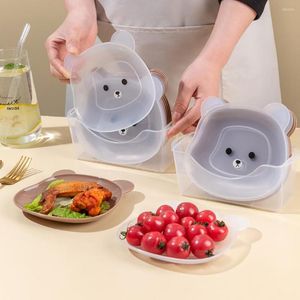 Plates 1 Set Bone Dish Candy Snack Comfortable Grip Non-stick Cartoon Bear Plastic Tableware For Dining Room