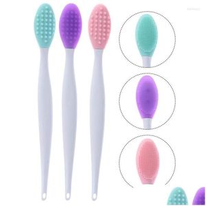 Pennelli per il trucco 5Pcs Sile Spazzola per labbra esfoliante Strumento a doppia faccia morbido per una pulizia più liscia e del naso 6 colori Drop Delivery Health Be Dhqdh