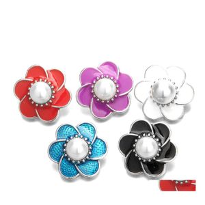 Other Snap Button Jewelry Components Colorf Drop Oil Flower 18Mm Metal Snaps Buttons Fit Bracelet Bangle Noosa N0037 Delivery Finding Dhaos