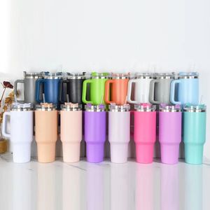 40oz stainless steel tumbler with handle lid straw big capacity beer mug water bottle powder coating outdoor camping cup vacuum insulated drinking tumblers 001