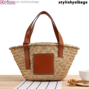 Shoulder Bags Driga Women Mitsubishi Grass Hand-made Oblique Beach Shoulder Bags Casual Woven Handbags Portable Vegetable Basket Straw Bags 011123H