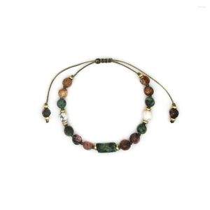 Strand Vlen Natural Stone Turquoises Bransoletki Bracelety boho fasetowana bransoletka z koralikami dla kobiet prezent woskowa sznur tkana ręcznie robana biżuteria