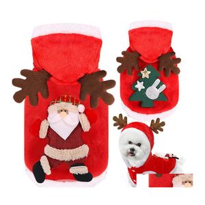 Abbigliamento per cani Coral Fleece Christmas Teacup Puppy Clothes Soft Felpe con cappuccio per animali Maglione per cani Cute Pitbl Drop Delivery Home Garden Suppli Dhtxl