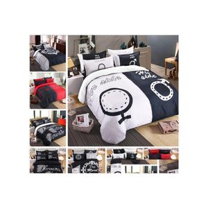 Bedding Sets 4 Pcs Set For Couple Lover His Side Her Home Textiles Soft Duvet Er With Pillowcases Drop Delivery Garden Supplies Dhoqk