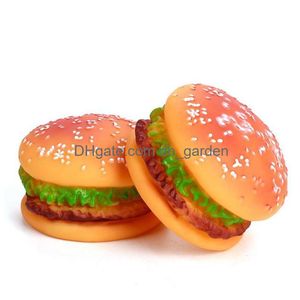 Giocattoli per cani Mastica Simulazione Hamburger a forma di animale domestico Suono divertente Squeak Giocattolo da masticare per cani Addestramento di gatti Giocare a masticare Drop Deliv Dhgarden Dho4Z