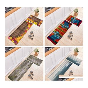 Mattor Nordisk stil k￶ksmatta absorberande nonslip golv balkong enkel l￥ng skarvning matta tr￤ plank m￶nster droppleverans hem gard dhmhj