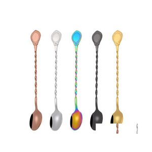 Bar Tools Spiral Long Handle Mixing Cocktail Spoon 304 Stainless Steel Stir Bartender Drop Delivery Home Garden Kitchen Dining Barwar Dho7K