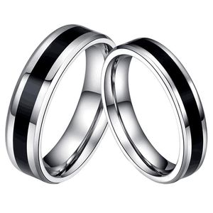 Pierścionki ślubne pierścionek ze stali nierdzewnej prosta projekt para biżuterii unii 4 mm 6 mm szerokość zaręczyn dla mężczyzn i kobiet Wybitny prezent