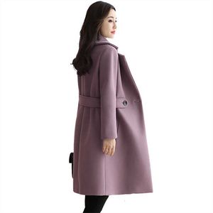 女性のニットティー冬の秋のコートエレガントブレンド濃いルーズカシミアウールプラスサイズの女性Sとジャケット230111