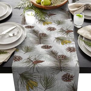 Table Cloth Pine Cone Merry Christams Printed Runner Christmas Decorations For Home Runners Wedding Party Modern Decor