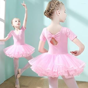 Abbigliamento da palcoscenico Abito da ballo per bambini Autunno e inverno Manica lunga Ragazze Abiti da balletto Allenamento per bambini Gonne rosa Tuta in cotone traspirante