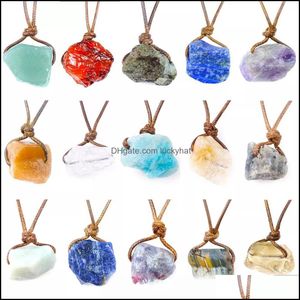 Dangle Chandelier Adjustable Crystal Net Beads Necklace For Women Men Rough Gems Stone Chakras Healing Gemstone Beaded Choker Drop Dh08E