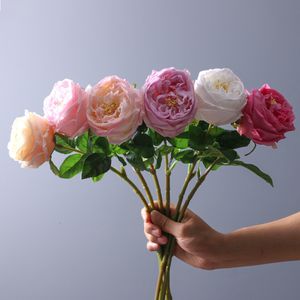 Objetos decorativos Figuras 5pcs Rose artificial Peony Touch Flowers para decoração de mesa para casa Buquê de casamento Decoração do escritório da sala de estar Fake Roses 230110