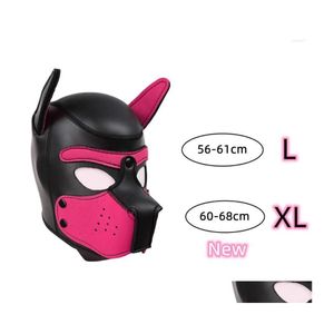 M￡scaras de festa xl marca de c￳digo aumenta grande tamanho de cachorro cosplay borracha acolchoada fl hap capuz m￡scara com orelhas para homens mulheres dr dr dr dhjri