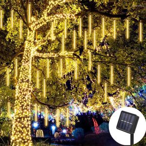 Strings 3 Set Solar LED Meteor Shower Festoon Light Street Garlands Outdoor Year 2023 Christmas Decorations For Home Garden