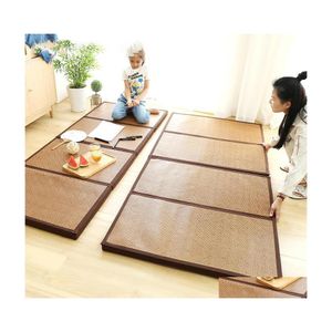 Carpets Japanese Traditional Folding Mat Thick Tatami Rattan Slee Pad Summer Student Child Garten Nap Floor Bedroom Drop Delivery Ho Dh4Ae