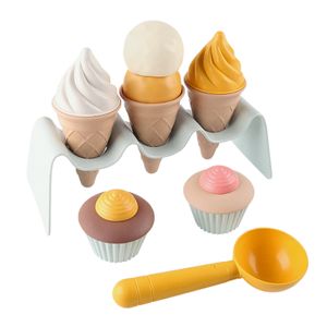 Sand Play Water Fun Children DIY Simulation Ice Cream Model Kitchen Toy Safe Plastic Wheat Straw Cake Food Making Summer Beach Toys 230111