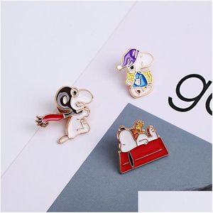 Pins Broscher Japan Tecknad Hund Brosch 3 Styck/Set Guldpläterade Emalj Pins Metall För Flickor Presentsmycken Creative Badges Jeansskjorta Pi Dhzj8