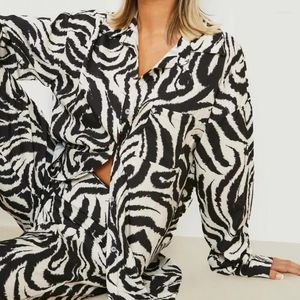 Women's Blouses Personality Street Retro Style Fashionable Fall Elegant Urban Printed Shirt Long Sleeve Loose Zebra Print Top For Women