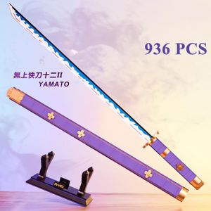 Blockerar barn japanska anime roronoa zoro svärd modell byggande cosplay simulering katana samurai kniv bambu vapen tegelsten leksaker 230111