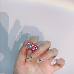 Bröllopsringar lyxiga glänsande rosa dubbla hjärtform Cubic Zirconia Crystal Open Ring for Women Party Finger Bride Lover Jewelry