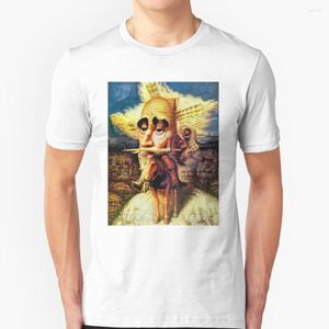 Camisetas masculinas don quixote: abstrato vintage dali inclinando em moinhos de vento manga impressão de camisa curta