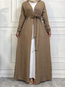 Etnik Kıyafet Sonbahar Kış Müslüman Kadın Abaya Örme Sıcak Kimono Yürütülmüş Hırgalar İslami Dubai Türk Mütevazı Kıyafetler Günlük Ceket