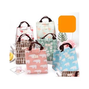 Lunch Bags 14 Colors Geometric Printed Oxford Bag Portable Insated Thermal Food Picnic Pouch Stripe Cooler Box Drop Delivery Home Ga Dh6Nb