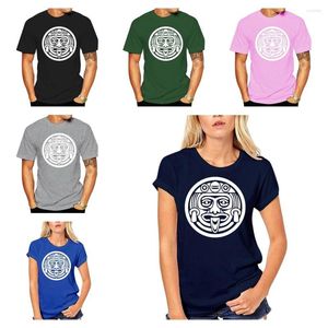 Herren-T-Shirts, Design, lustig, cool, verrückt, Grafik, Männer, weiße Aztekenmaske, Logo, Herren-T-Shirt – Bild von Outdoor Wear, modisches Sommer-Kurzarmshirt