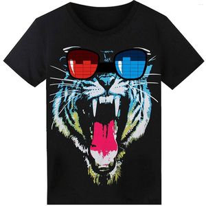 Herr T-shirts LED-skjorta Ljudaktiverad Glow Light Up Equalizer Kläder för fest Bomullspojke