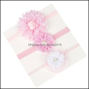 Fasce Neonate Tinta unita Fiore fatto a mano Accessori per capelli elastici Copricapo di perle per bambini Decorazioni per feste appena nati Drop Delivery Jewe Dhgua