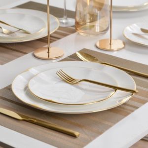 Plates Golden Stroke Ceramic Plate Simplicity Western Steak Dishes Restaurant Serving Tray Dining Table Main Course Kitchen Tableware