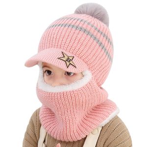 Caps Hats Winter Baby Hat Scarf Boy Girl Joint Cap for Toddler Kids Child Warm Pompom Fashion Star Beanie Knitted Neck Warmer 2-5 Years 230111