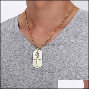 Collane con ciondolo Collana Ankh rimovibile Vita in acciaio Croce Gioielli da uomo egiziano Color oro La chiave del Nilo Pendenti con consegna a goccia Dhrwu