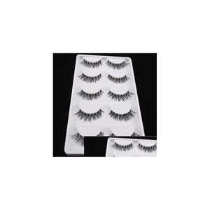 False Eyelashes Wholesale60 Pairs Of New Women Lady Lot Black Cross Soft Long Makeup Eye Lashes Extension Tools Drop Delivery Health Dh17B