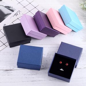 Jewelry Pouches Black Box 9x9cm Necklace Earrings Bracelets Boxes Paper Gift Packaging With Sponge Can Personalized Logo 12pcs