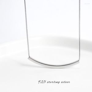 Pendants S925 Pure Silver Jewelry Smile Necklace Ins Minimalist Female One Word Square Clavicle Chain Personality