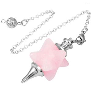 Pendant Necklaces SUNYIK 1Lot (5Pc) Pink Quartz Merkaba Star Pendulum For Dowsing Divination Healing Chakra Reiki