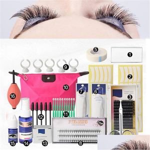 Falska ￶gonfransar 16 st ￶gonfransf￶rl￤ngningsverktyg Set Makeup Kits Professionella Individuella ￶gonfransar ympning Kit Bag Drop Delivery Hea Dh5lo