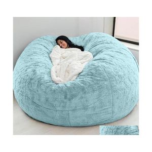 Крылы стул ERS D72X35IN NT FUR BEAN BAG BEAN ER Большой круглый мягкий пушистый фальшивый биг ленивый диван -кровать