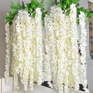 Decorative Objects Figurines 36 Packs Wisteria Artificial Flowers Wholesale For Home Wedding Decoration Hanging Garland Ivy Vine 230110