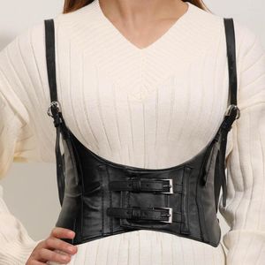 Cinture Elegante corsetto gilet sottoseno leggero in ecopelle colore puro da donna