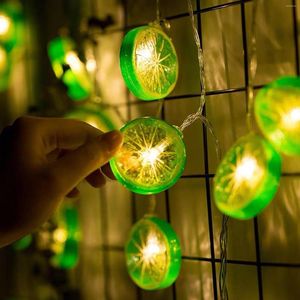 Strängar 2m 10Led String Light Home Decor Lemon Lighting Fruit Summer Party Decoration Holiday Night Battery Operated