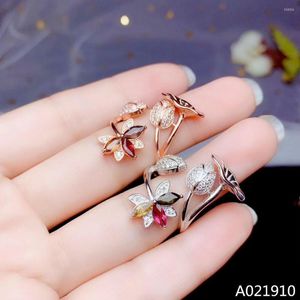 Cluster Rings KJJEAXCMY Boutique Jewelry 925 Sterling Silver Inlaid Natural Tourmaline Gemstone Ring Female Support Detection Classic