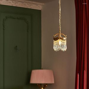 Pendant Lamps Vintage Crystal Copper Chandelier For Living Room Dining Table Bedside Retro Hanging Lamp Home Decor Lighting Fixture